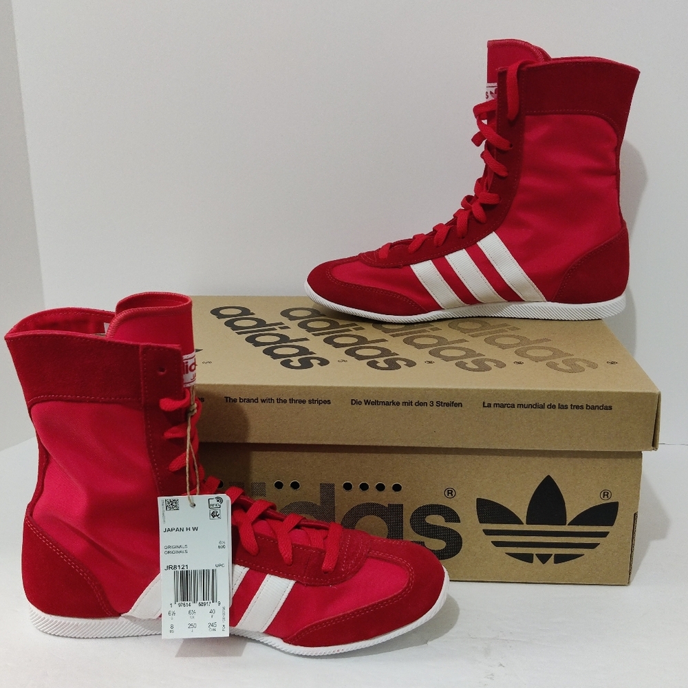 Women's - Adidas Japan High Red White Sneakers JR8121 New In Box - Picture 2 of 12